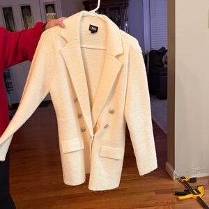 INC International Concepts Women's Cream Blazer with Silver Buttons